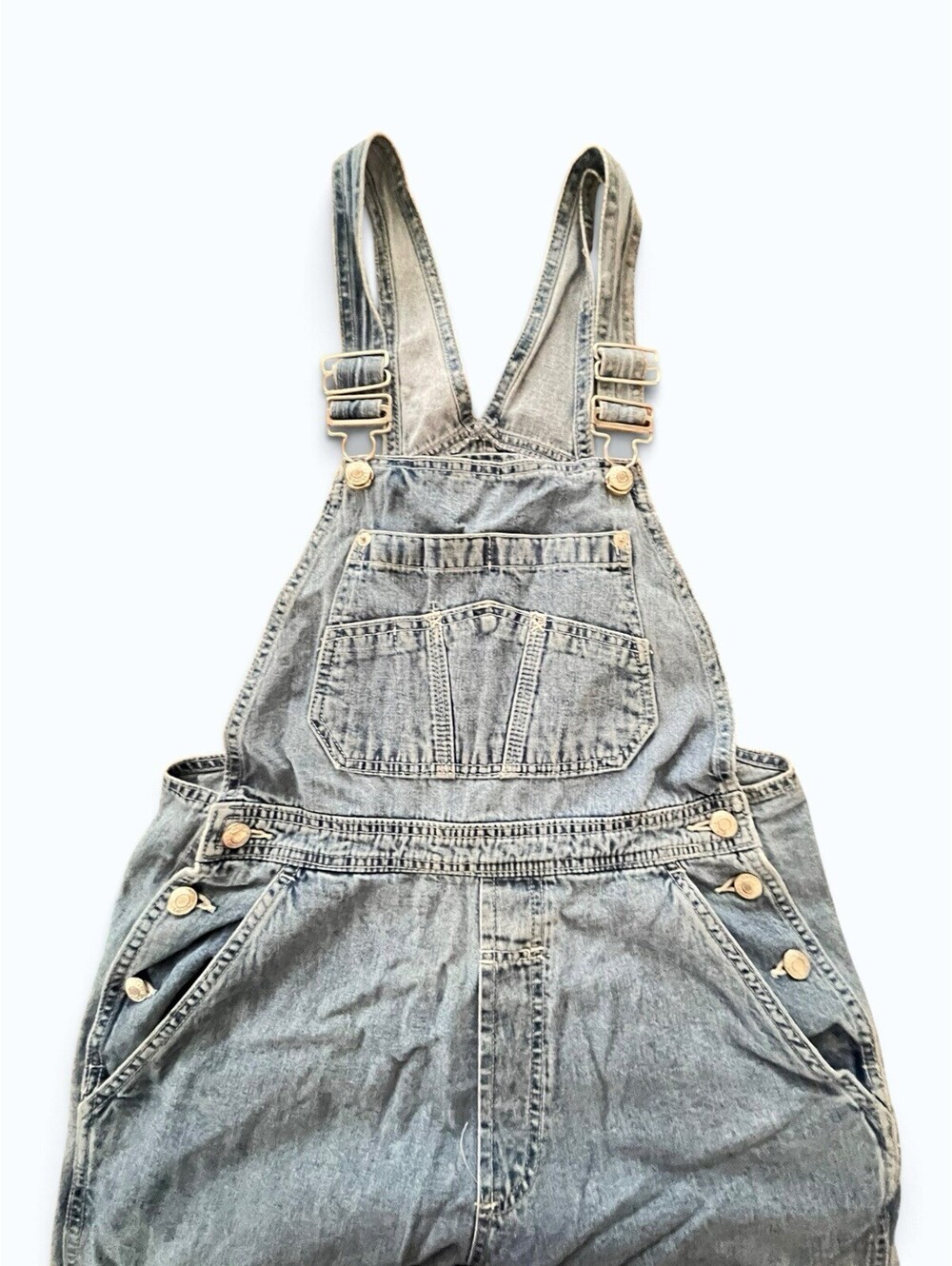 Vintage 90s GAP Denim Overalls Womens S Light Medium Wash Lightweight Rigid